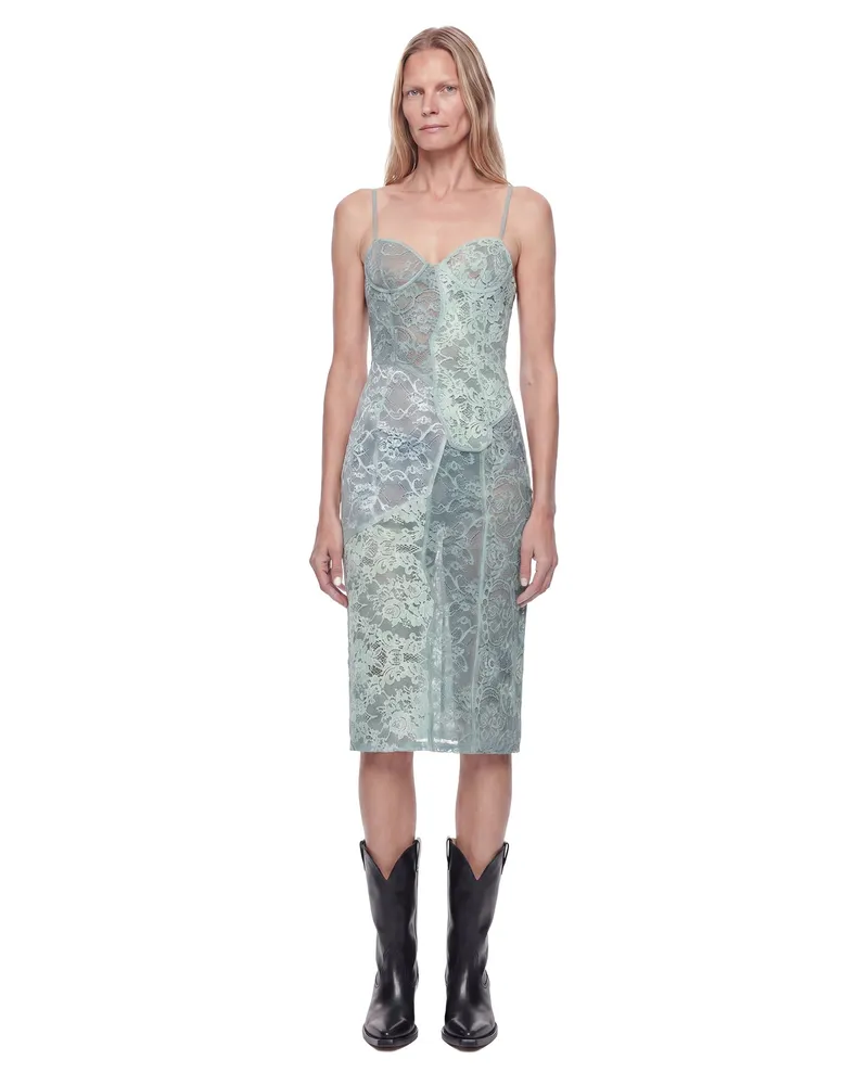 Acne Studios Lace Midi Slip Dress Blue