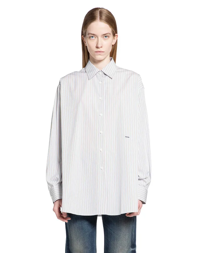 Prada Striped Cotton Shirt Blue