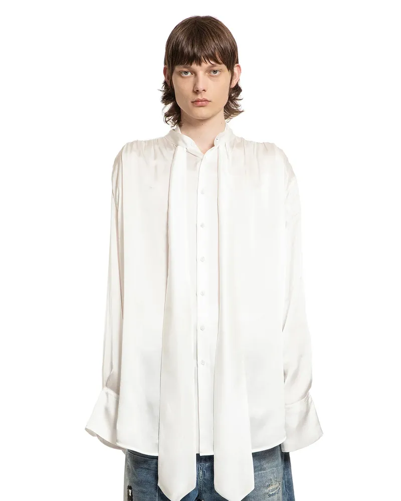 Ann Demeulemeester Solan Lavallière Neck-Tie Shirt Off-white