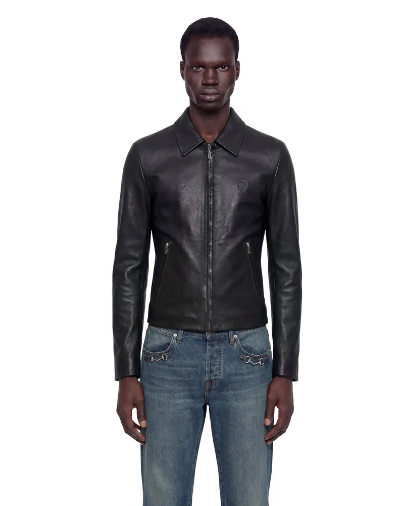 Gucci Washed Stretch Nappa Leather Jacket Black