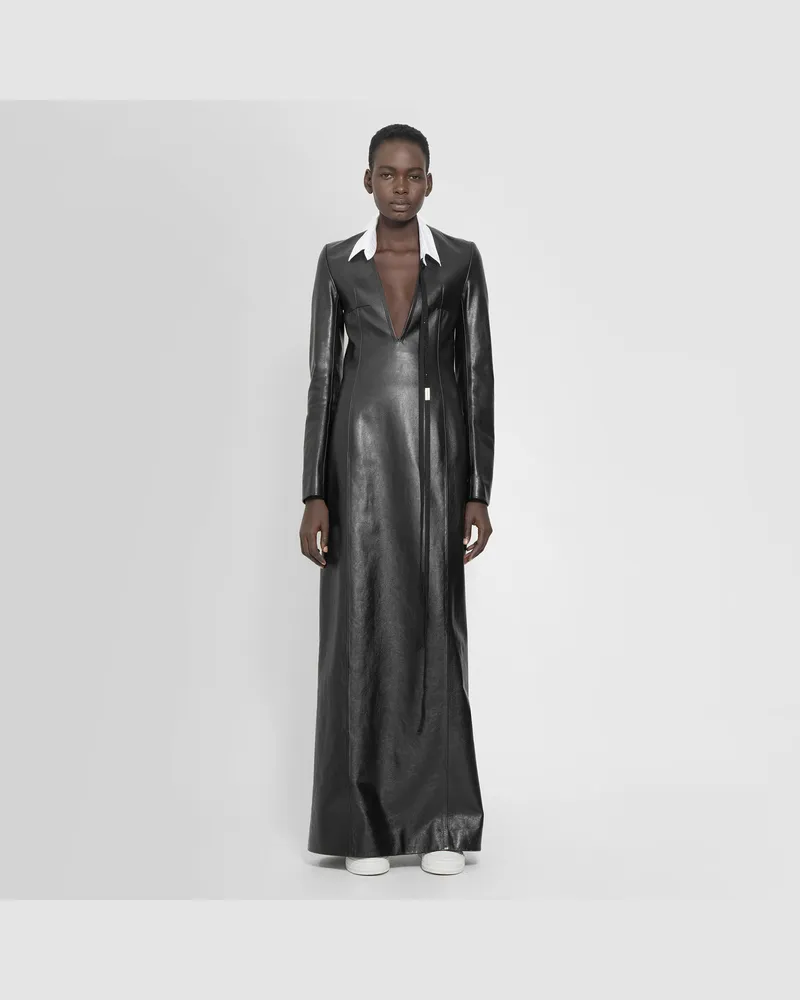 Ann Demeulemeester Veronica Leather Long Dress Black