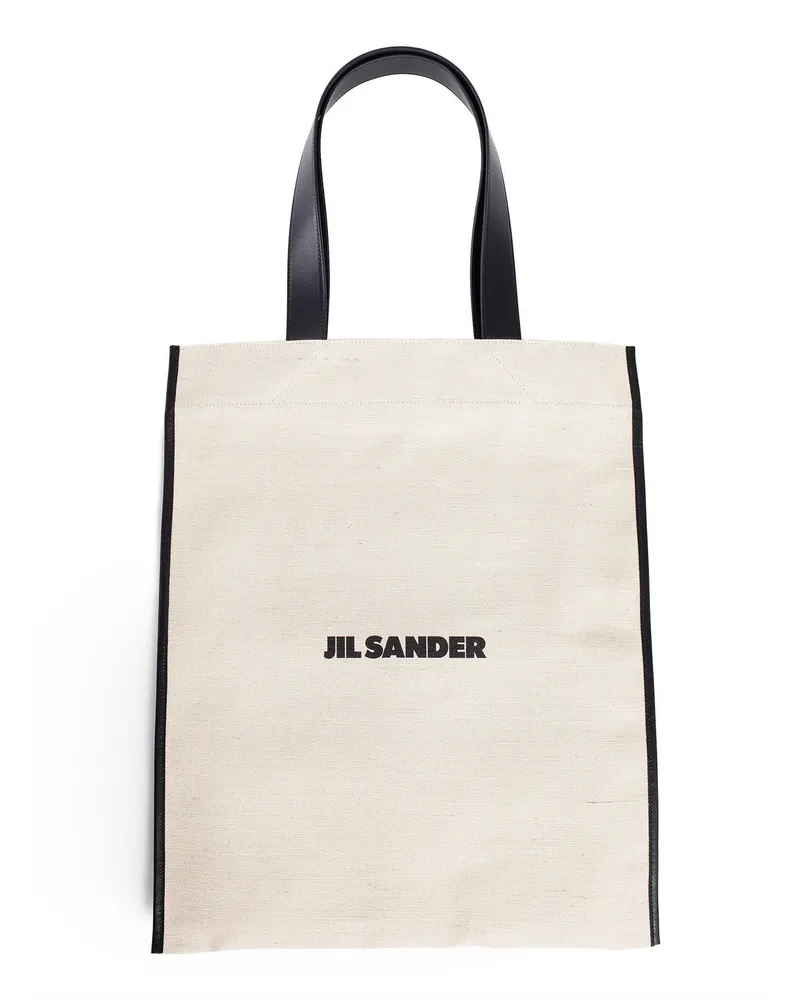 Jil Sander Stampa dig border book tote Beige