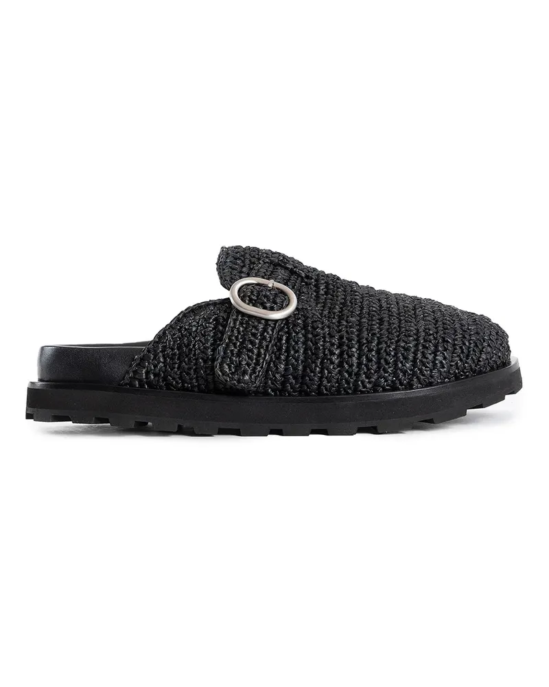 Jil Sander Zoccoli con fibbia in rafia Black