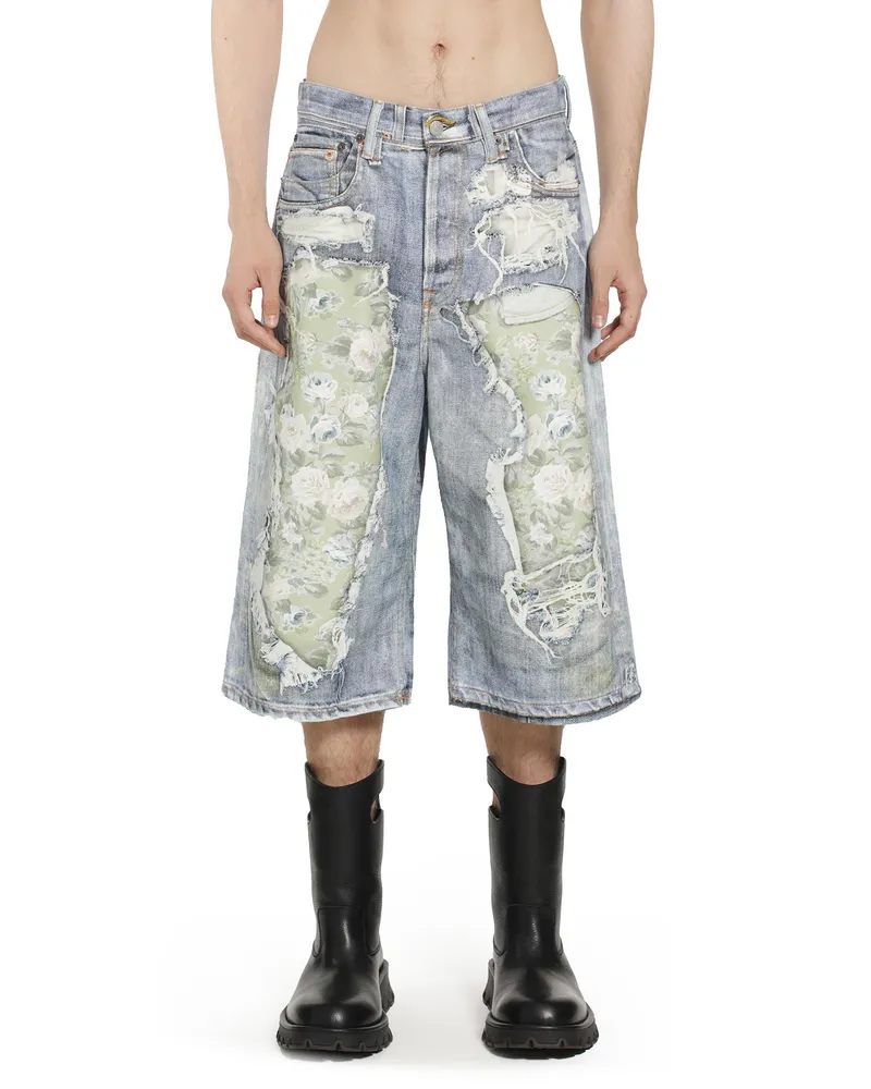 Acne Studios Trompel Oeil Denim Shorts Blue