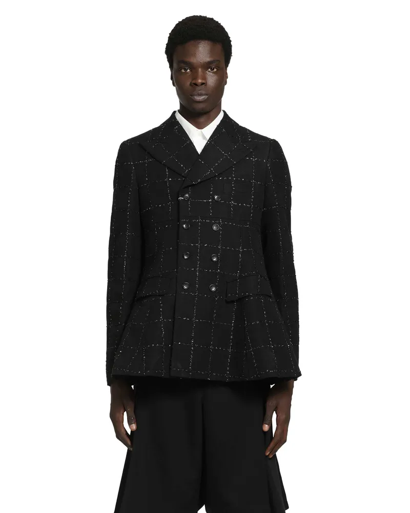 Comme des Garçons Lurex Check Peplum Blazer Black