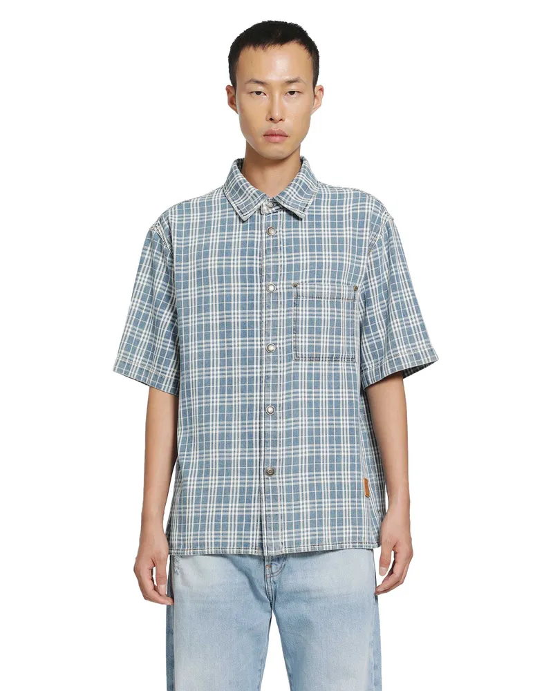 Burberry Donald Check Denim Shirt Blue