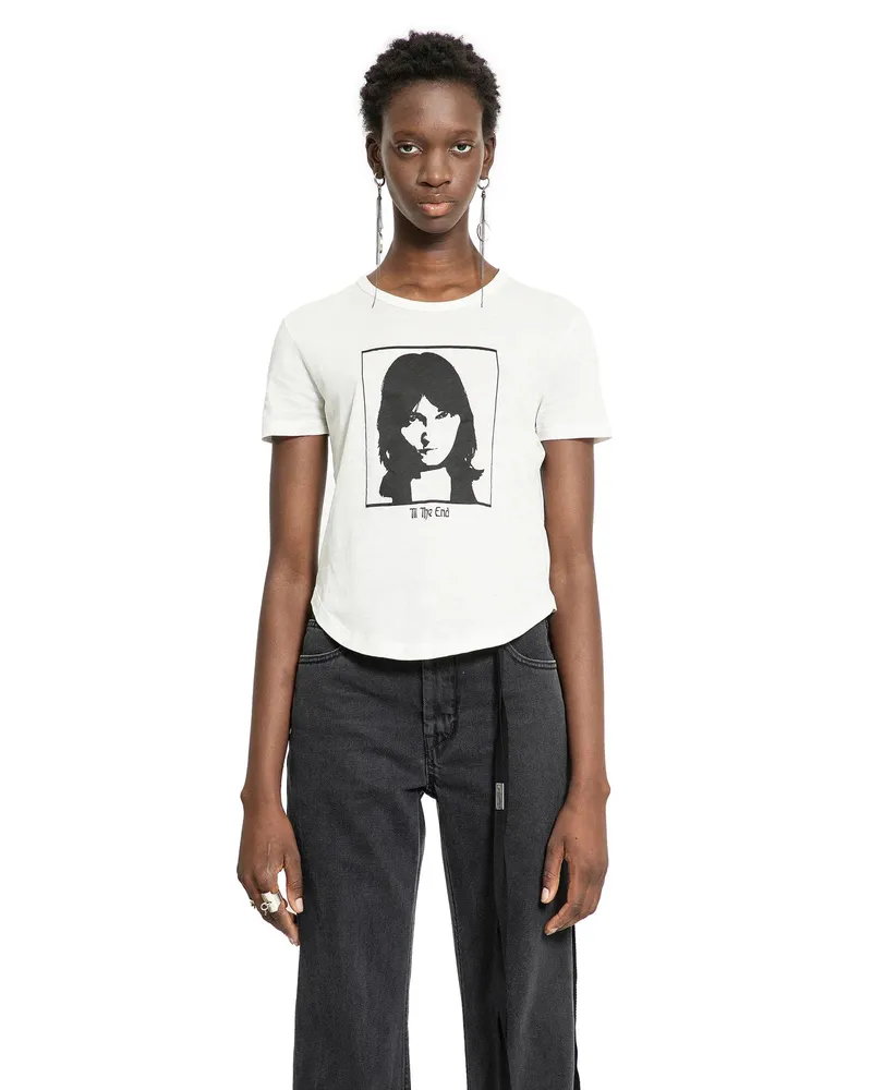 Ann Demeulemeester Georgette ''Till The End'' Micro T-Shirt Off-white