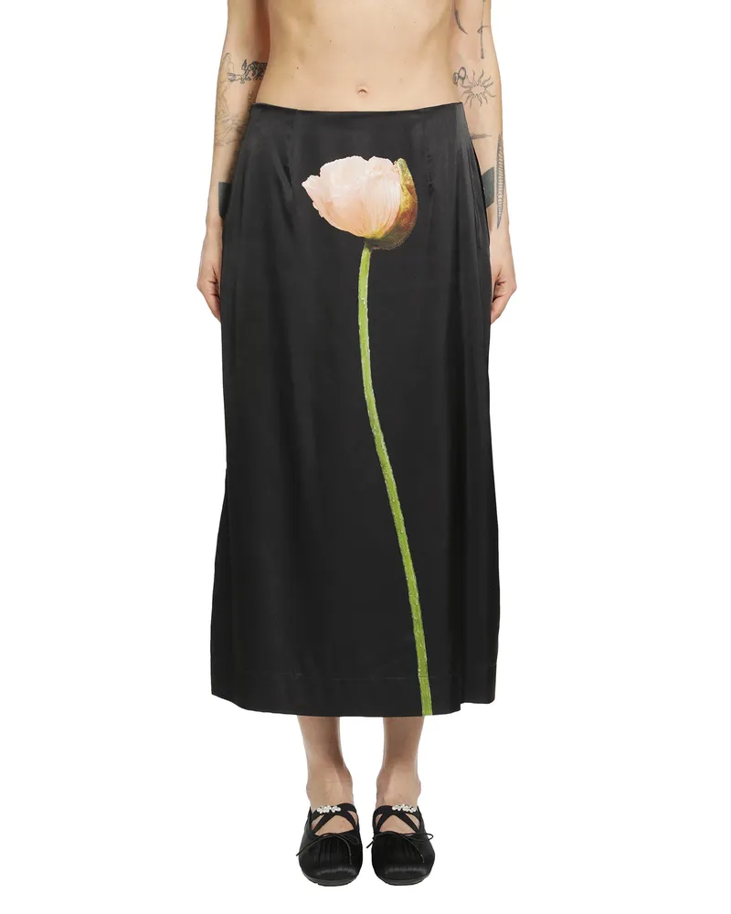 Simone Rocha Poppy Motif Pencil Skirt Black