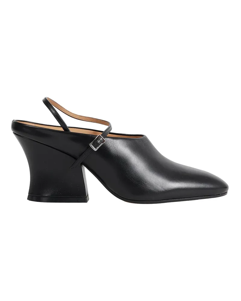 Jil Sander Leather Block Heel Mules Black