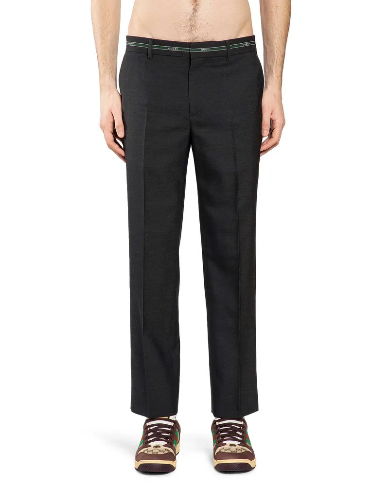 Gucci Wool Straight Leg Pants Grey