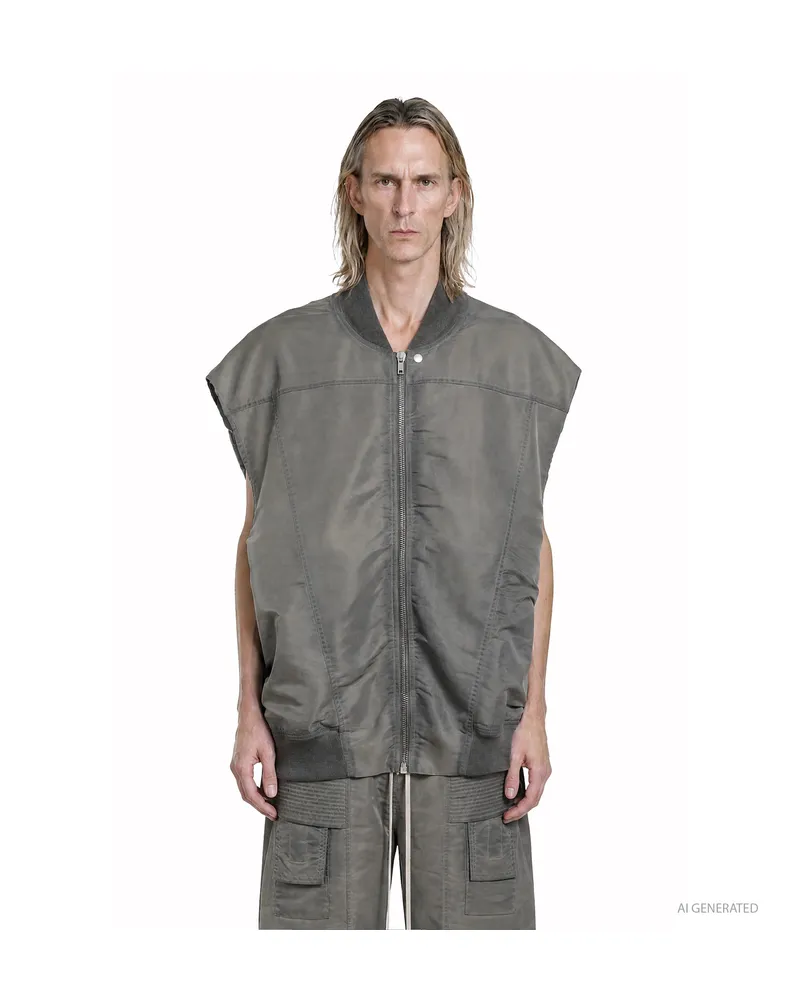 DRKSHDW by Rick Owens Tower Jumbo Sleeveless Flight Vest Grey