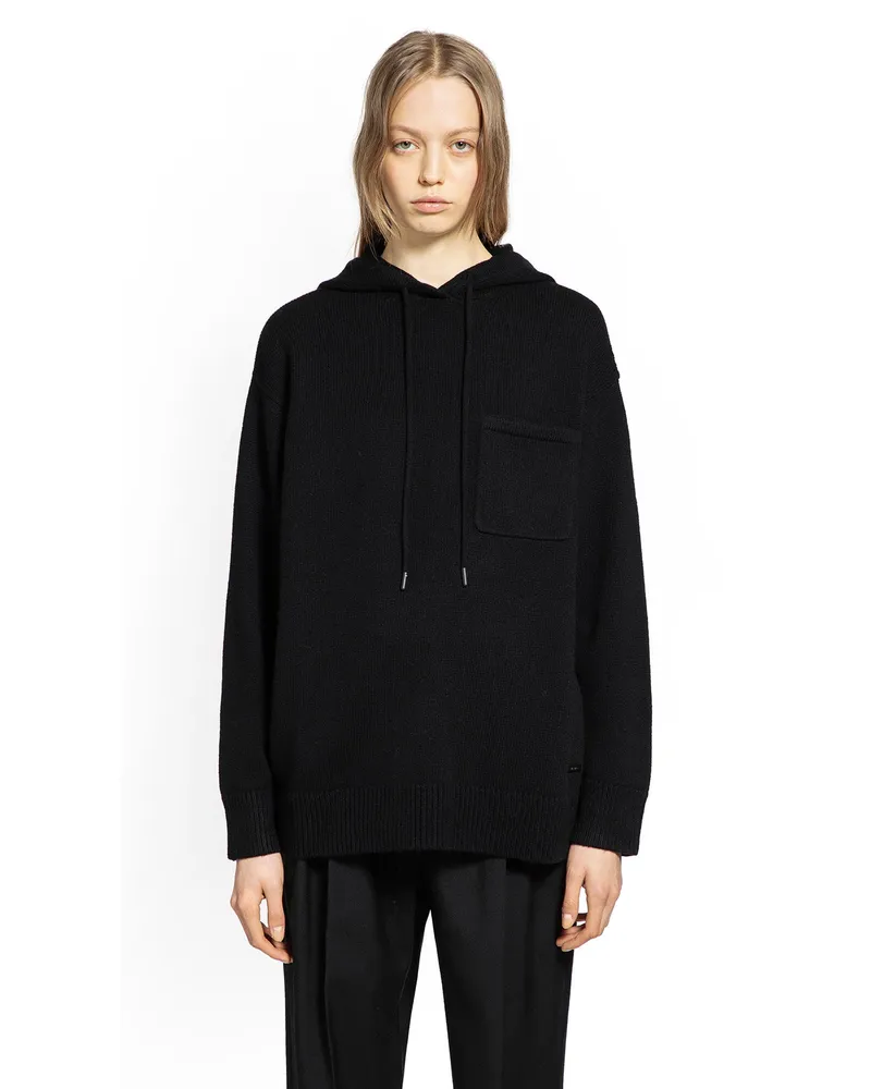 Max Mara Wool and Cashmere Hoodie Sweater Black