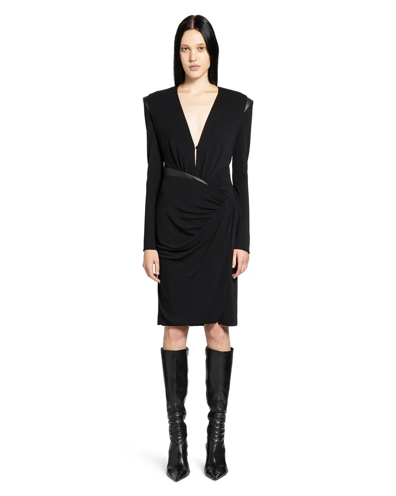 Versace Deep V-neck Crêpe Mini Dress Black