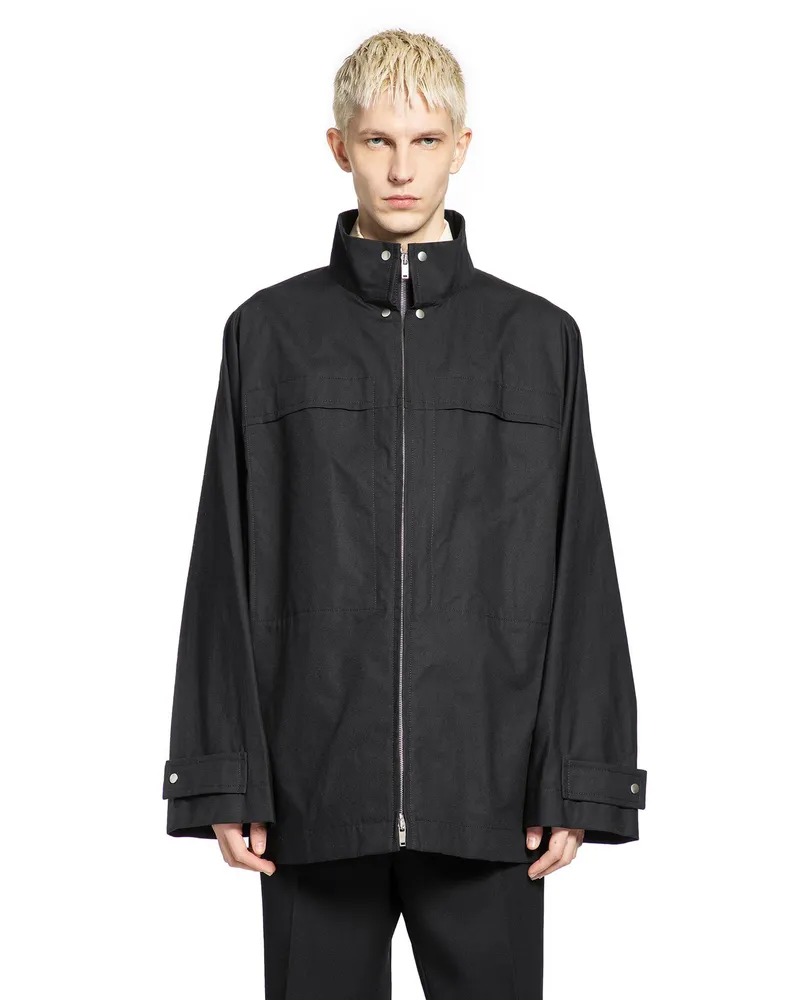 Jil Sander Textured Cotton Jacket Black