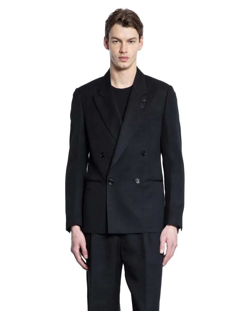 LARDINI Wool Mohair double-Breasted Blazer Black