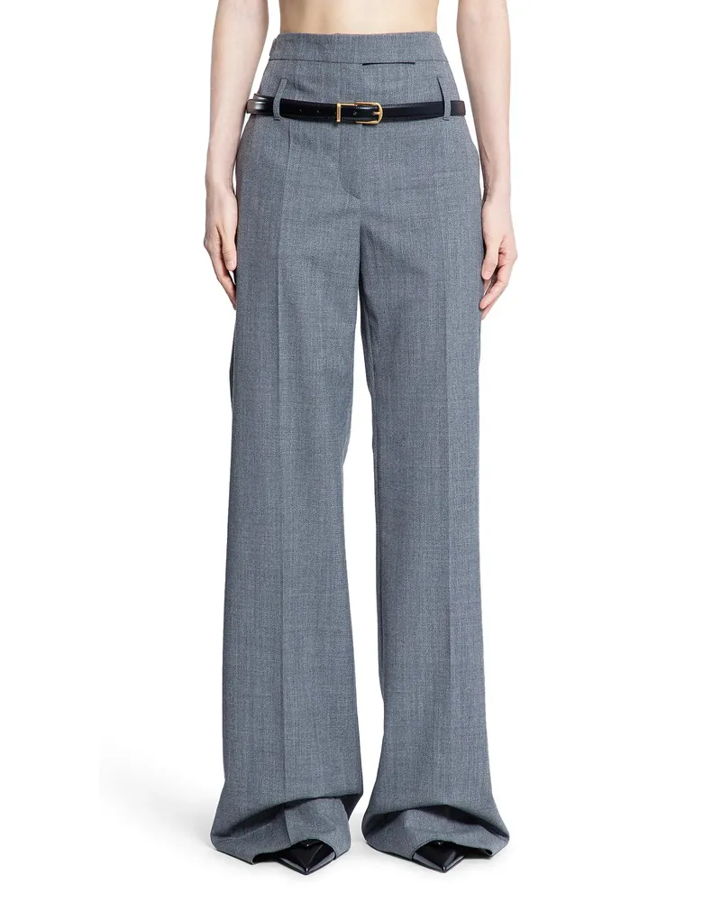Prada Pantaloni Tecnici in Lana con Cintura Grey