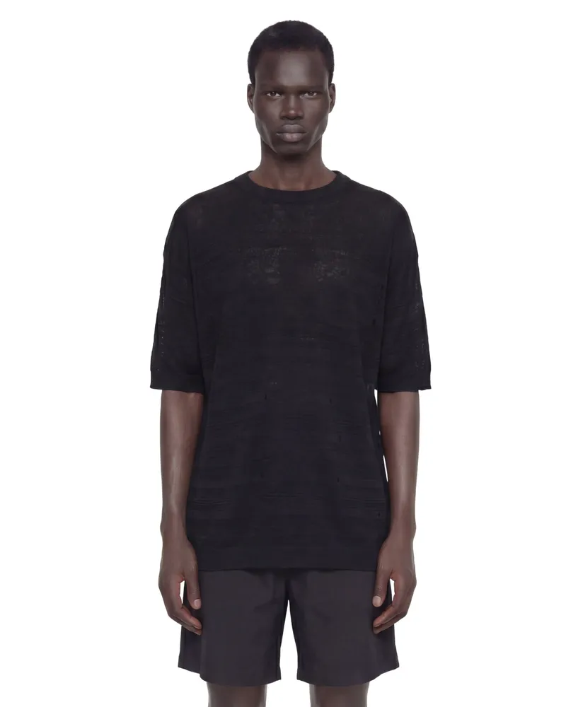 Laneus Jacquard knit T-shirt Black