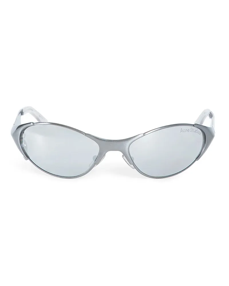 Acne Studios Oval Shield Charm Sunglasses Silver
