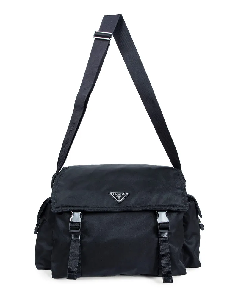 Prada Explore Re-Nylon and leather bag Black