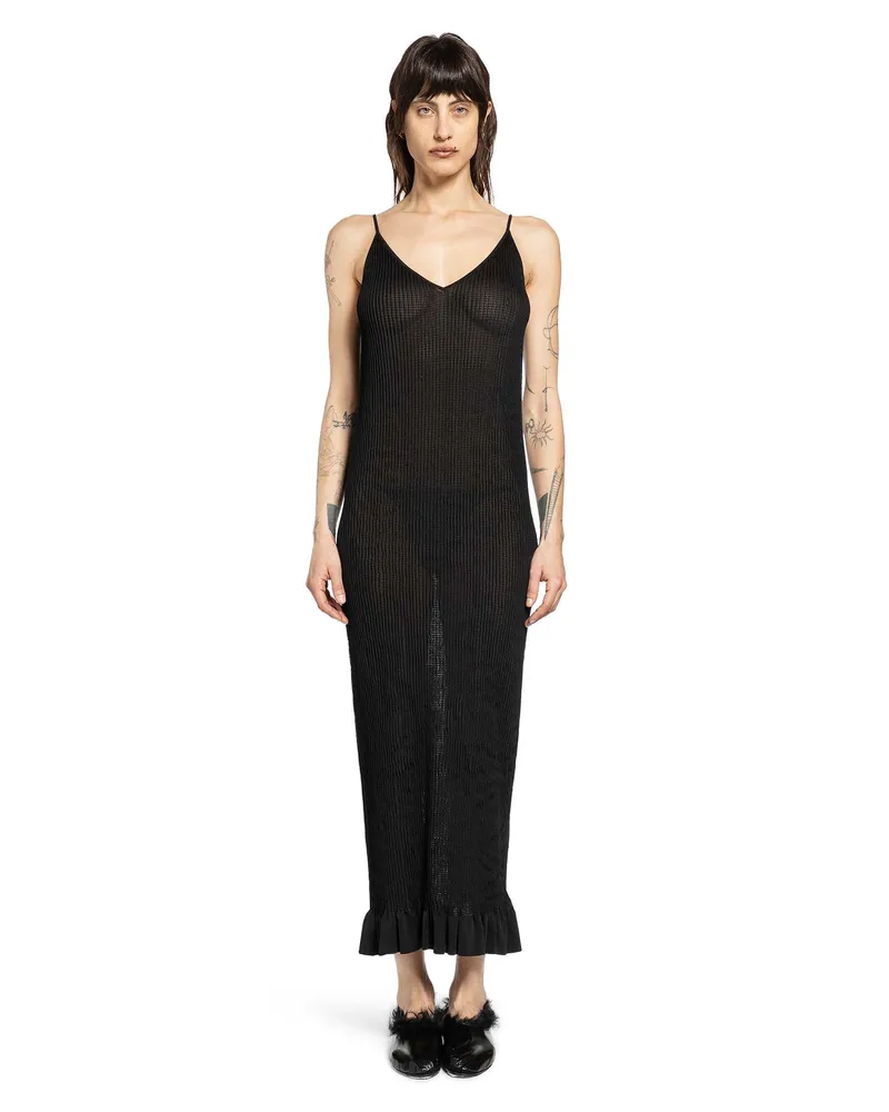 Jil Sander Smocked Slip Dress Black