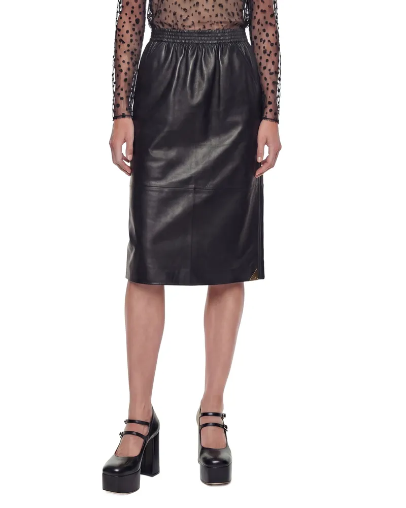 Chloé Leather Knee-length Pencil Skirt Black
