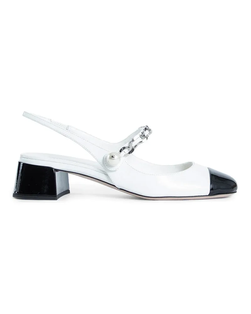 Miu Miu Two-tone Patent Leather Slingback Pumps Black&white