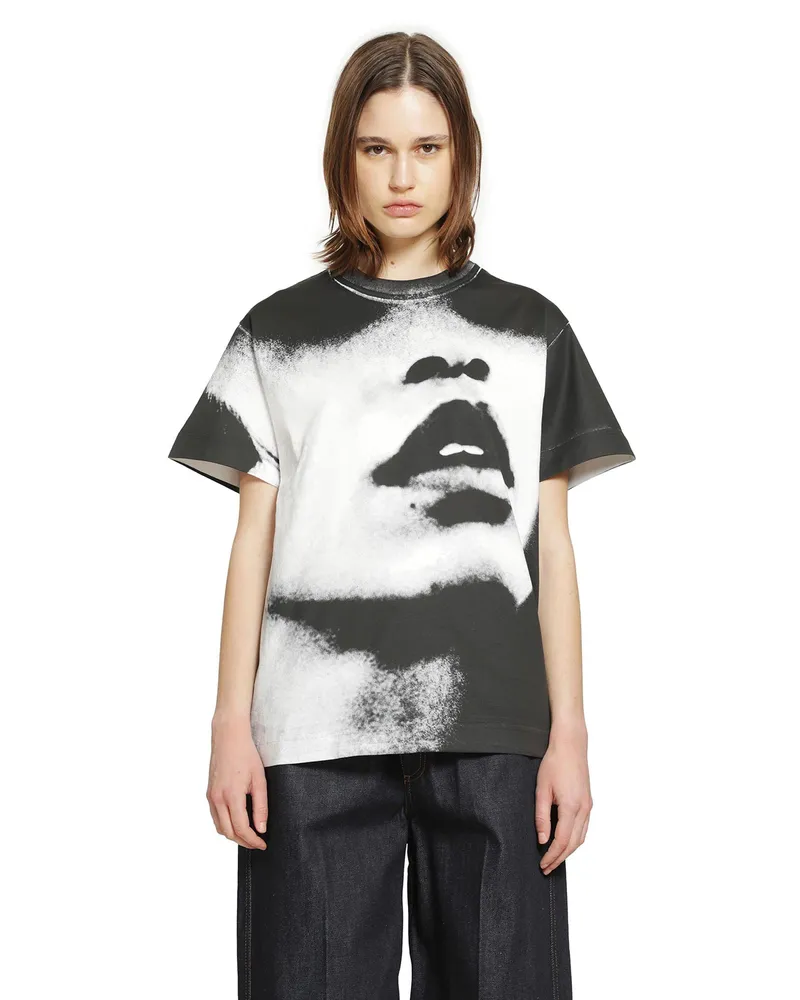 Givenchy Portrait Print Boxy T-Shirt Black&white
