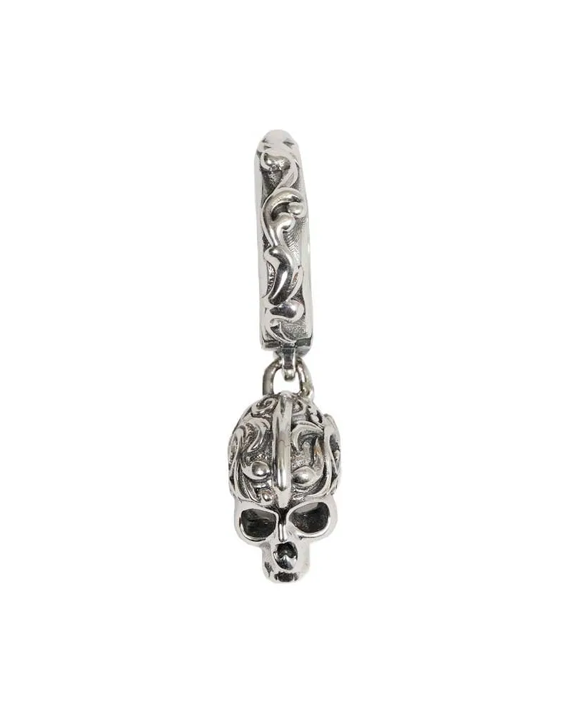 Emanuele Bicocchi Flourish Skull Earring Silver