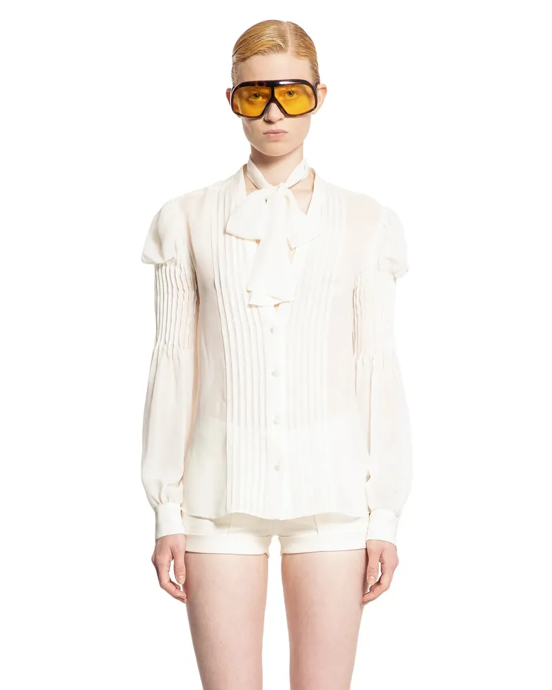Tom Ford Silk georgette lavalliere blouse Off-white