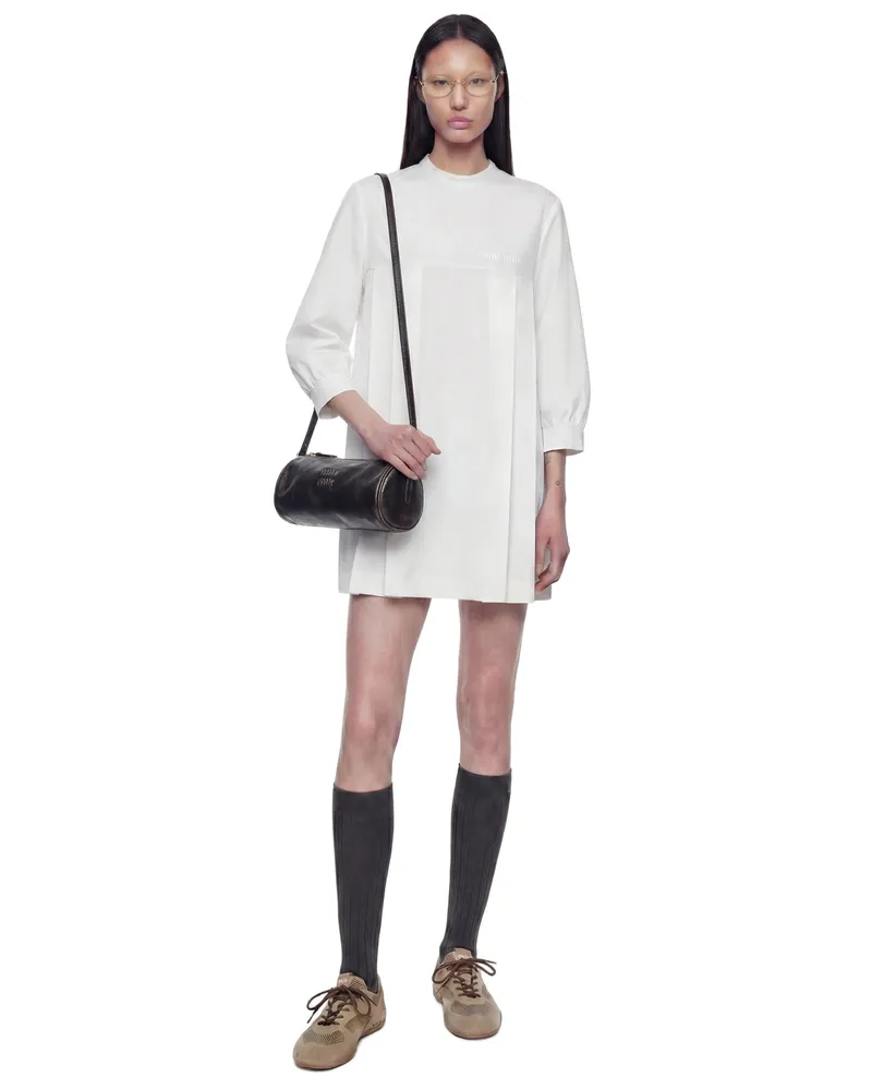 Miu Miu Cotton Poplin Mini Dress White