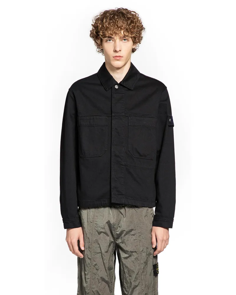 Stone Island MAN BLACK JACKETS Black