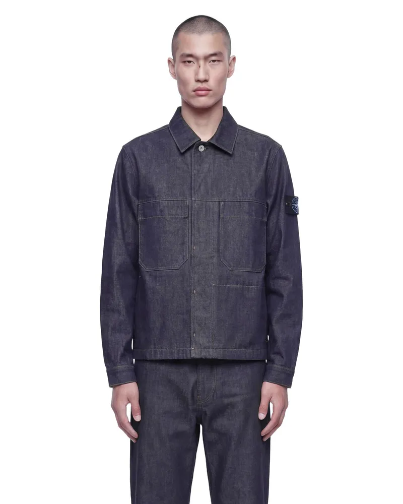 Stone Island 4100006 Denim Coach Jacket Blue