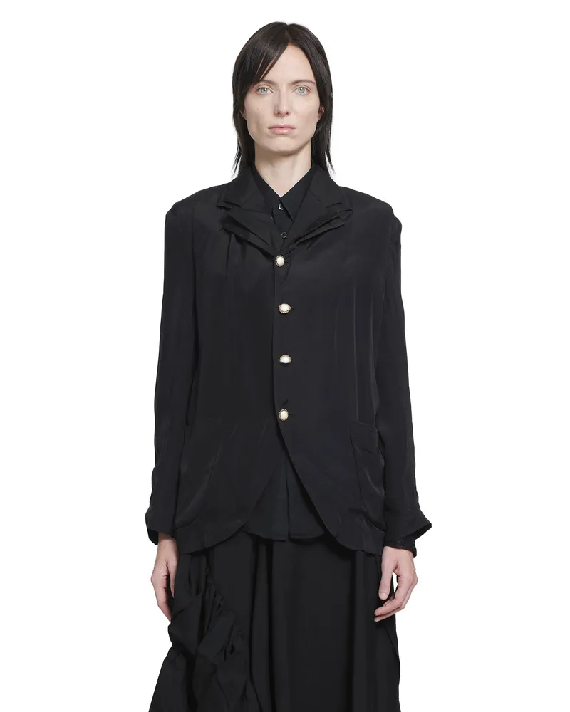Comme des Garçons Layered Wool and Taffeta Blazer Black