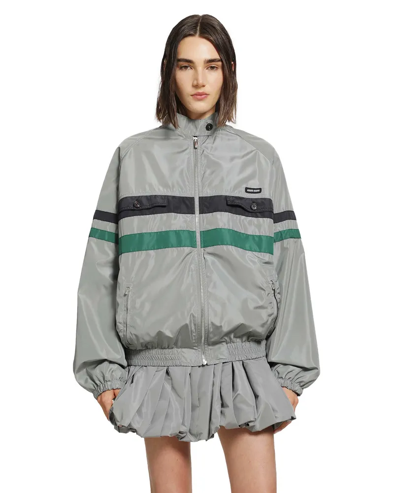 Miu Miu Technical Silk Jacket Track Jacket Grey