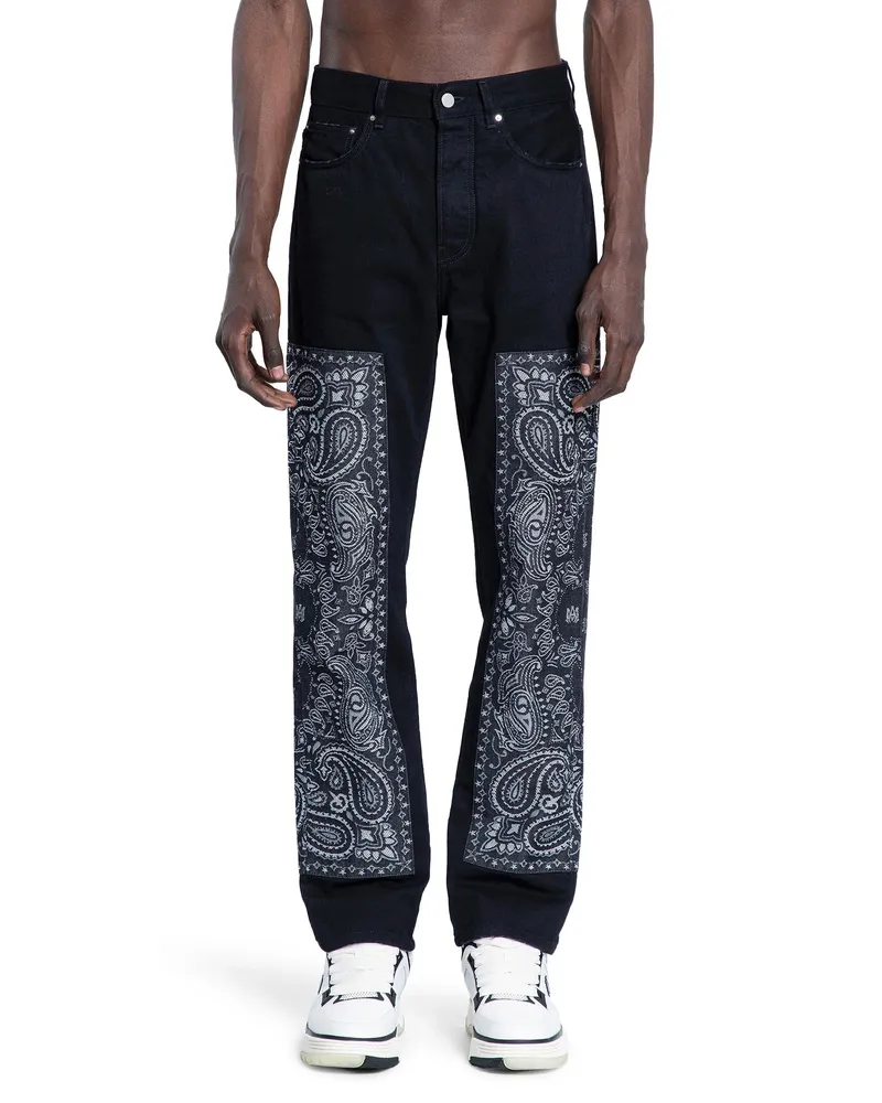 Amiri Jeans dritti con bandana Black