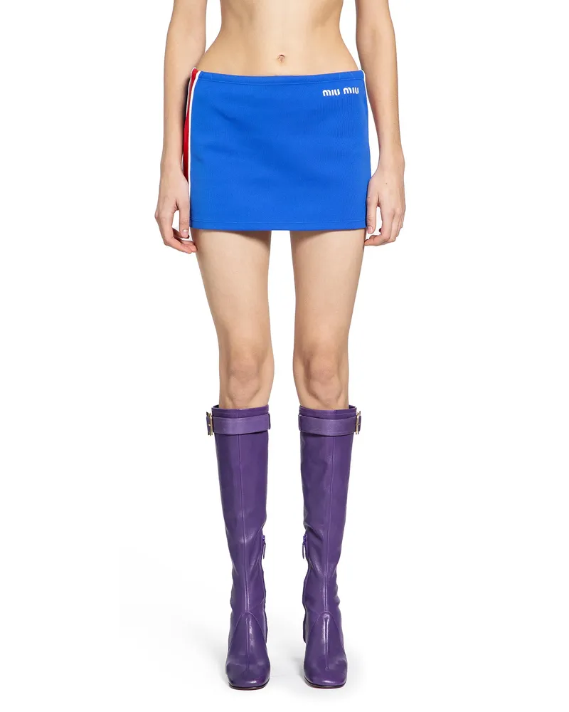 Miu Miu Technical Yarn Mini Skirt Blue