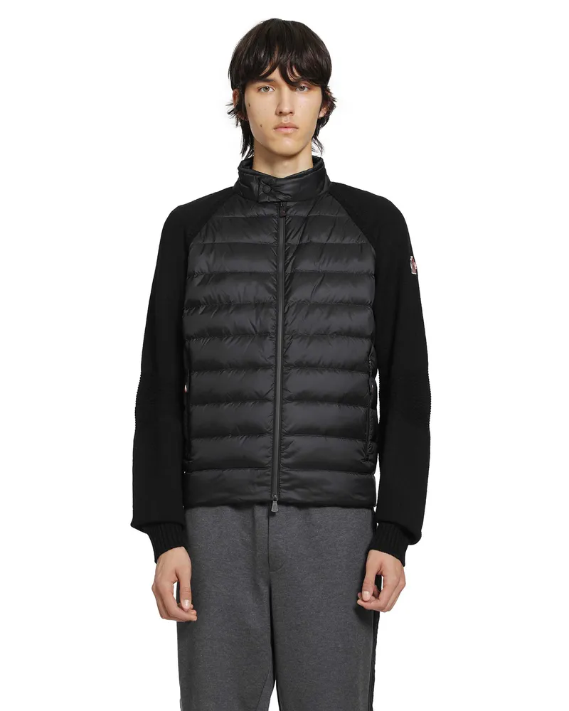 Moncler Wool Blend Padded Zip-Up Cardigan Black