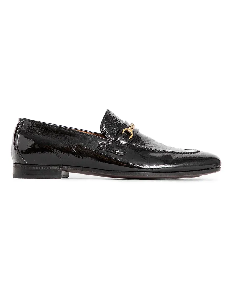 Tom Ford Printed Patent Eel Gigi Chain Loafers Black