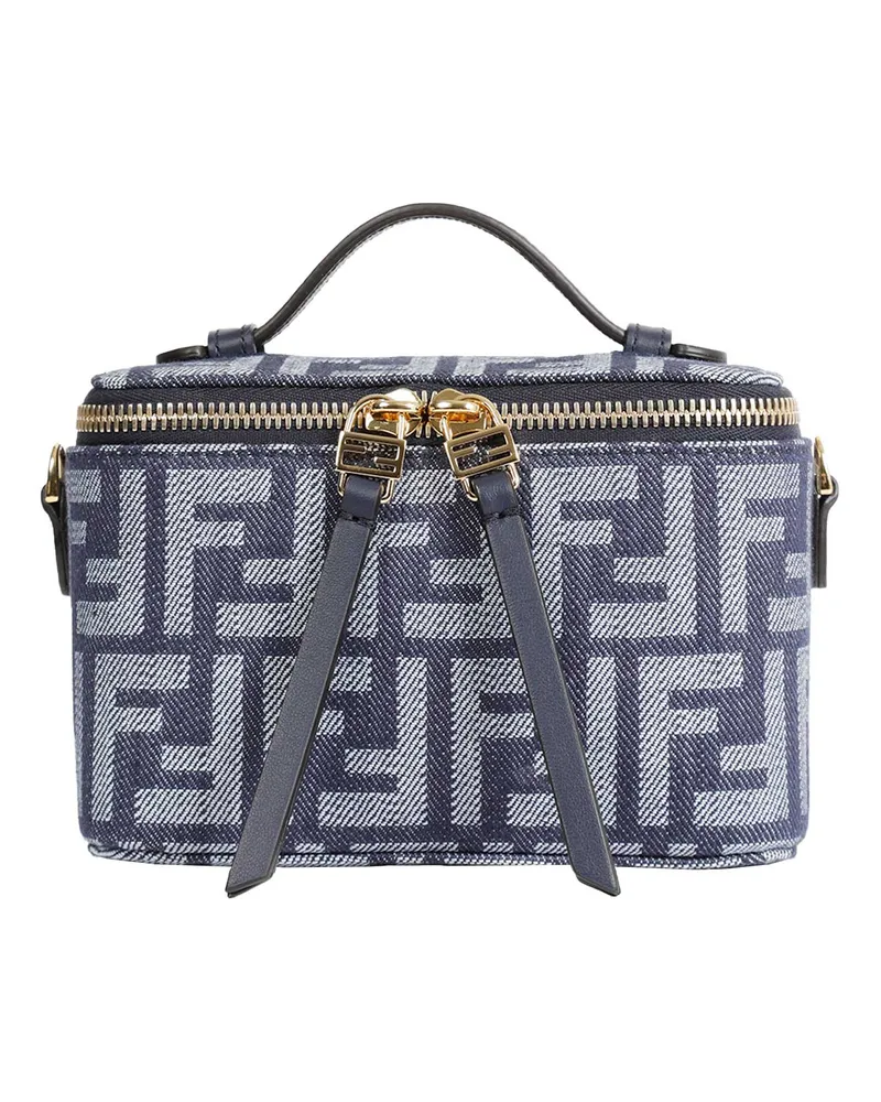 Fendi FF Denim Jacquard Vanity Bag Blue