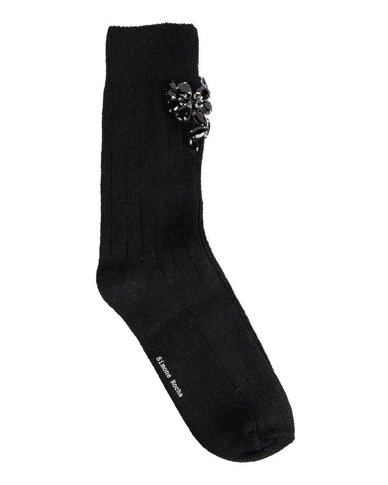Simone Rocha Embellished Rose Ankle Socks Black