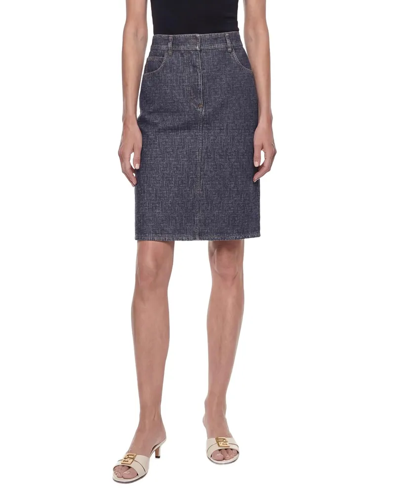 Fendi FF Denim Skirt Blue