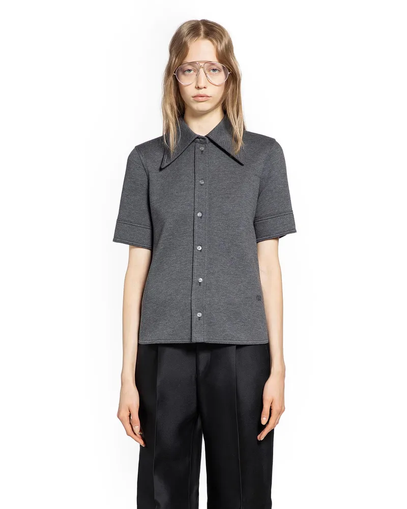 Gucci Wool Cotton Jersey Short Sleeve Shirt Grey