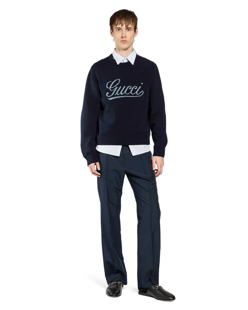 Gucci Striped Cotton Shirt with Web Blue