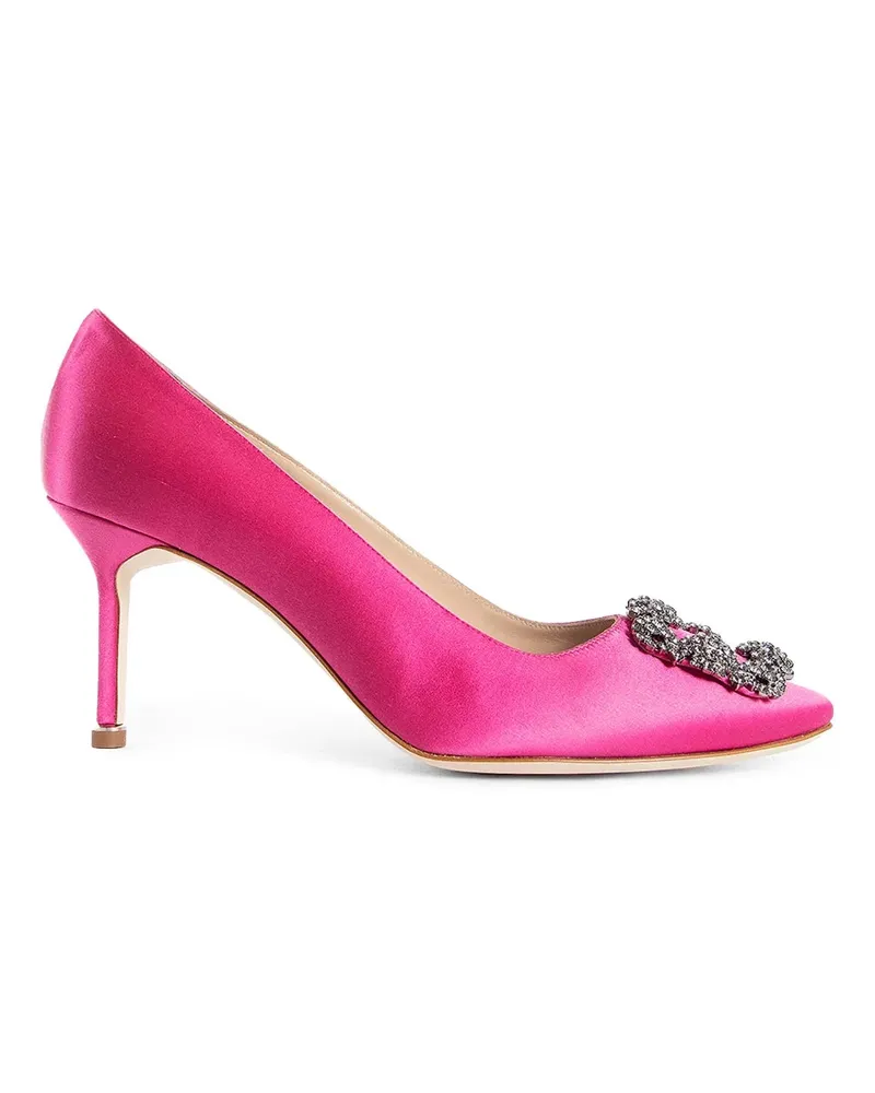 Manolo Blahnik Quali Satin Jewel Buckle Pumps Pink