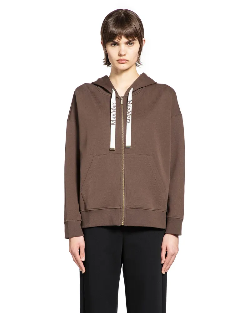 Max Mara Technical Jersey Zip-Up Sweatshirt Brown