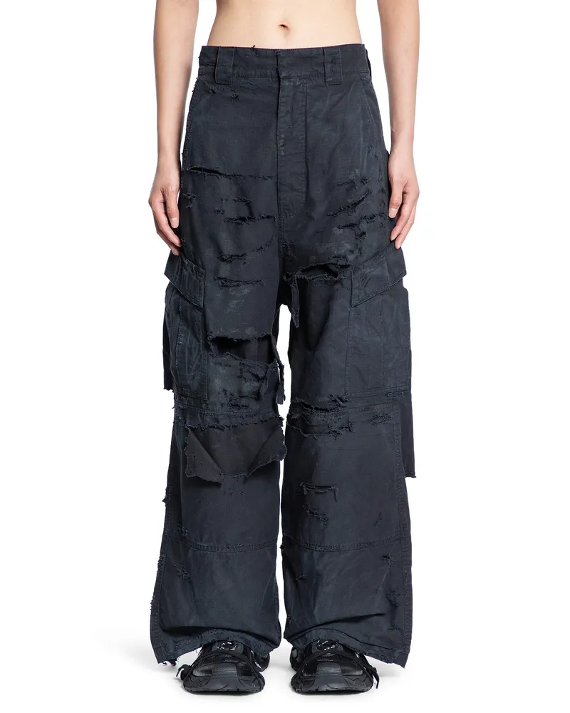 Balenciaga Distressed Large Cargo Pants Black