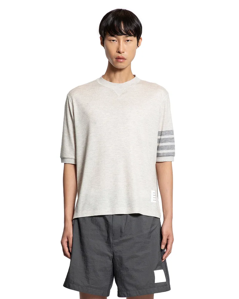 Thom Browne Wool Jersey 4-Bar T-Shirt Beige