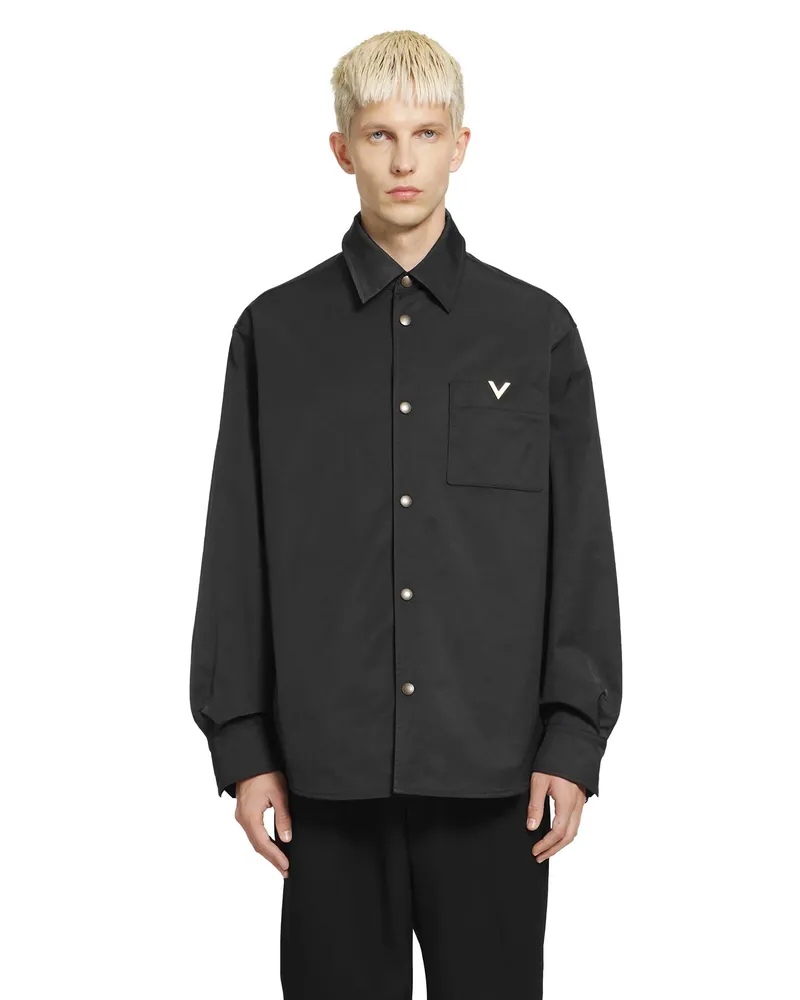 Valentino Garavani VGold Nylon Shirt Jacket Black