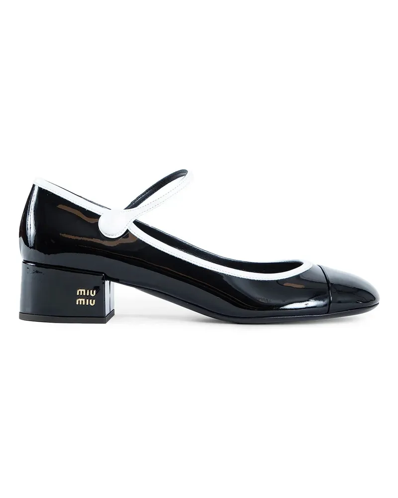 Miu Miu Two-Tone Patent Leather Mary Jane Pumps Black&white