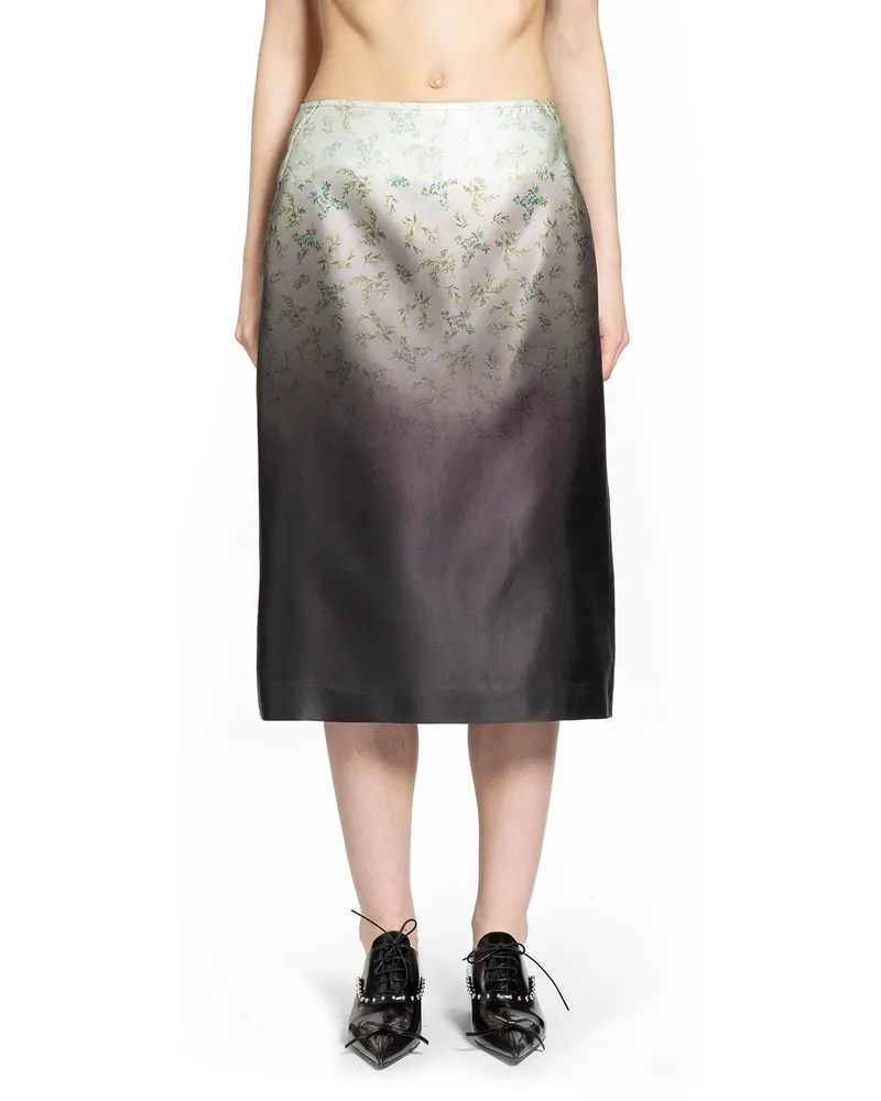 Jil Sander Silk Printed Skirt Green